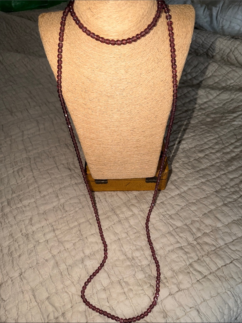 Purple crystal extra long necklace vintage
